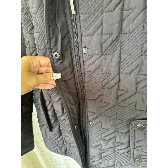 Weathercast Women's Quilted Hideaway Hoodie Zipper & Button Up Parka Jacket XL - Picture 4 of 12